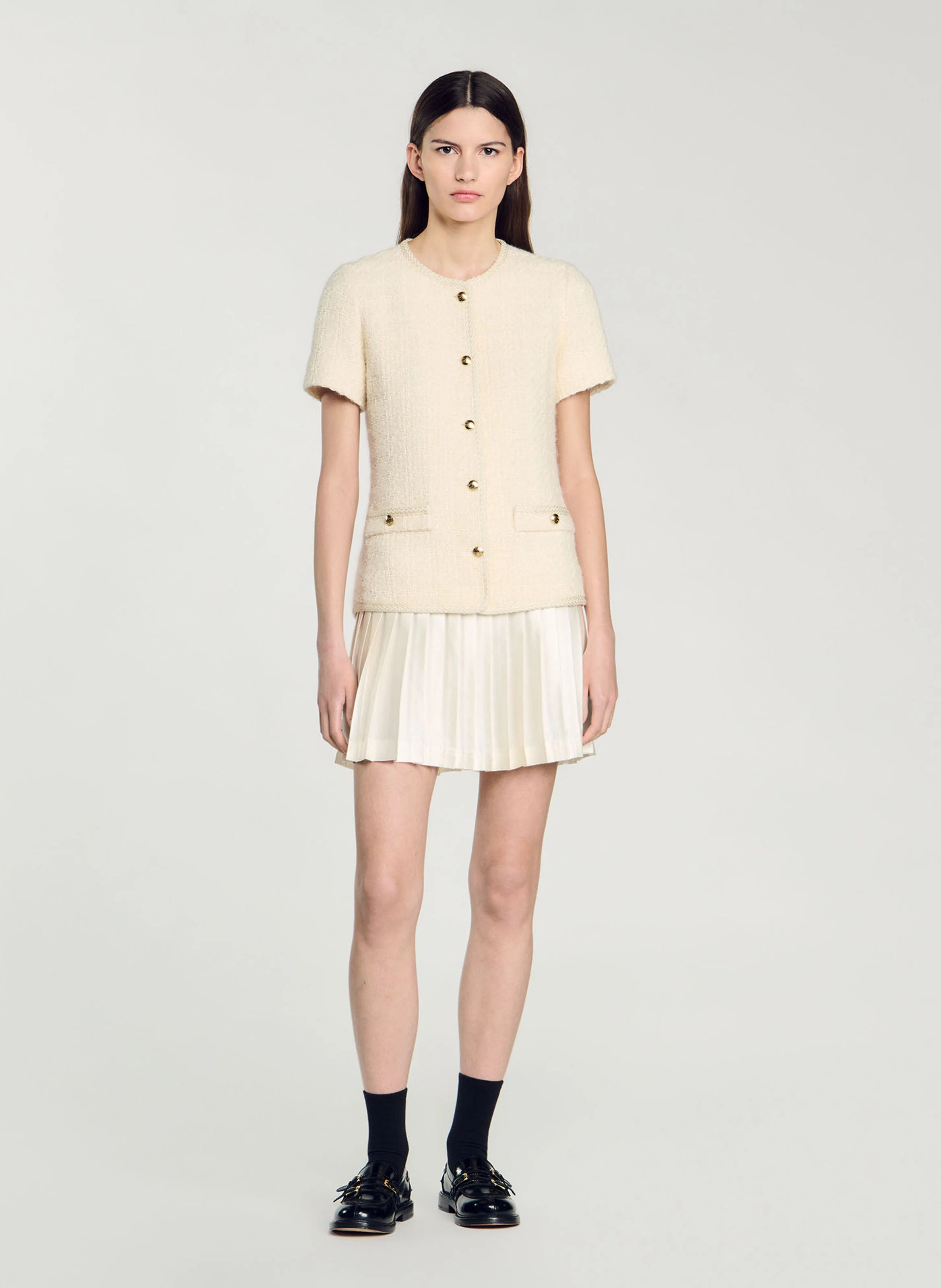 Robe courte en coton mélangé | Blanc