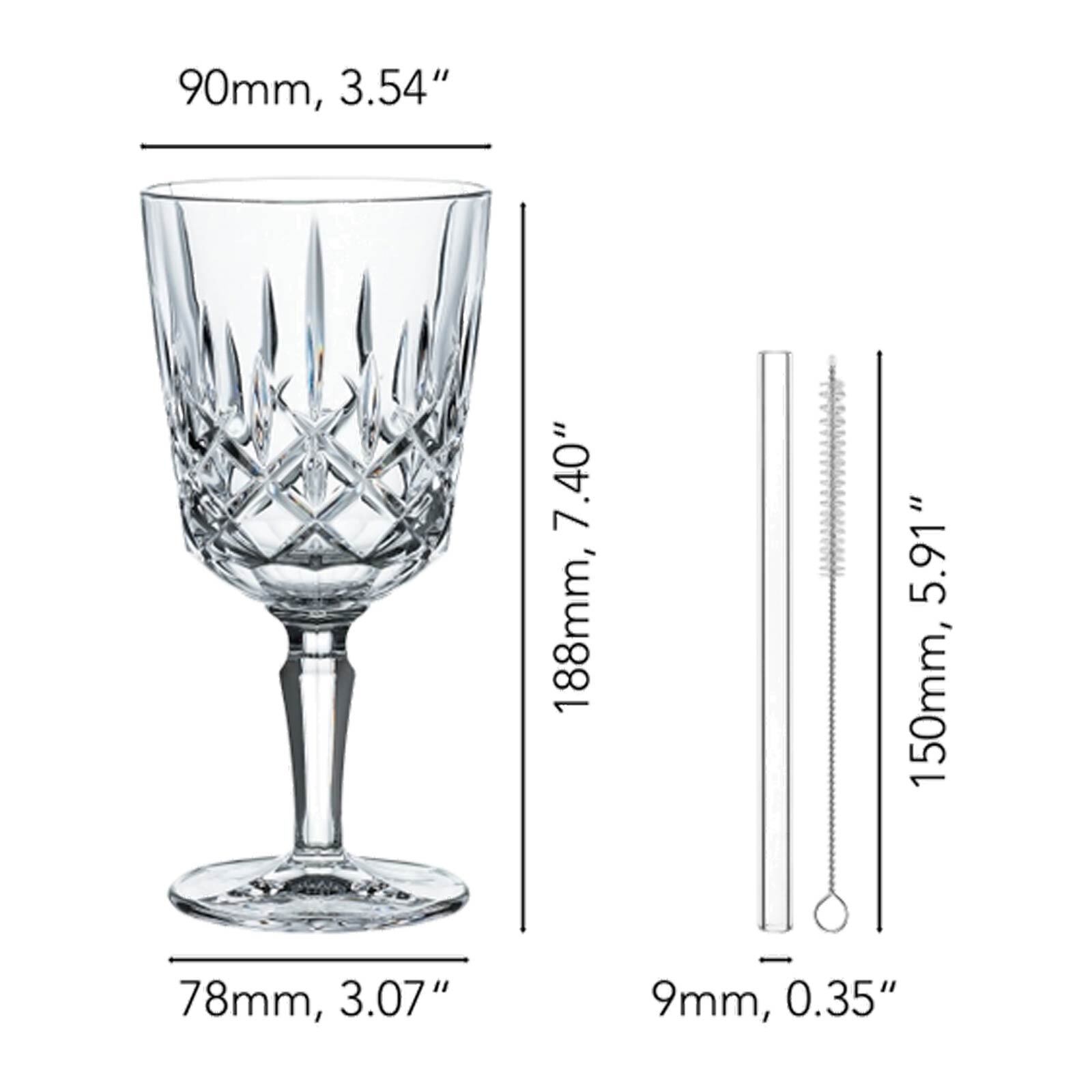 Nachtmann Cocktailgläser mit Glastrinkhalmen Noblesse 355 ml 2er Set