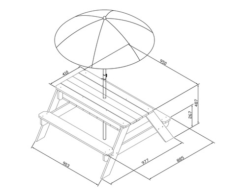 Kinderpicknicktafel AXI Nick, hout, antraciet