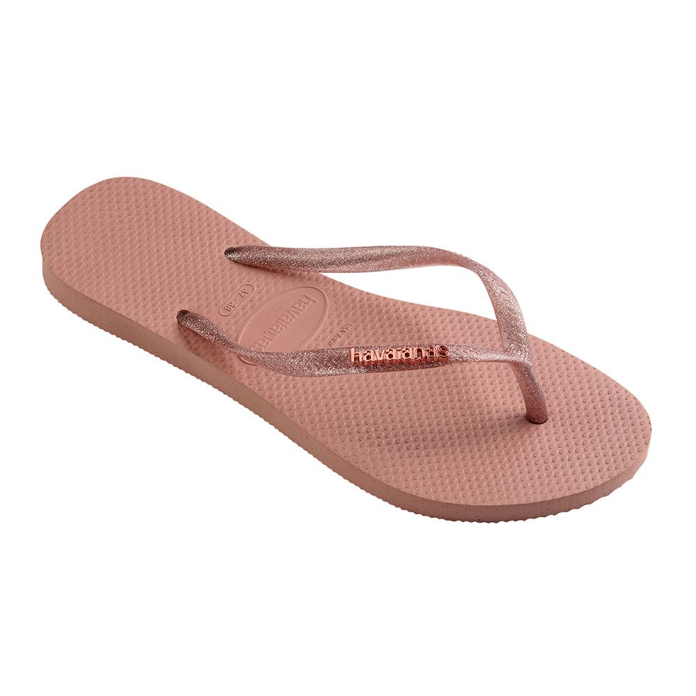 Havaianas SLIM METALLIC - Tongs Femme crocus rose/apricot red