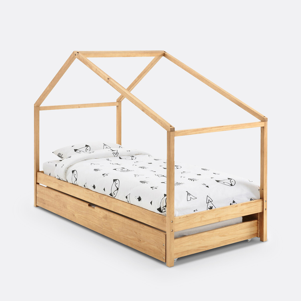 LA REDOUTE INTERIEURS<br>Cama Caban em pinho maciço com estrado de ripas Spidou