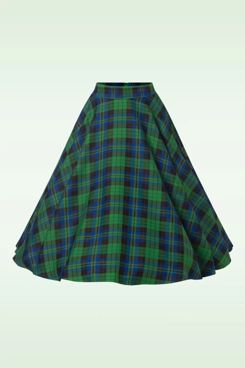 Banned Retro Winter Check swing rok in groen