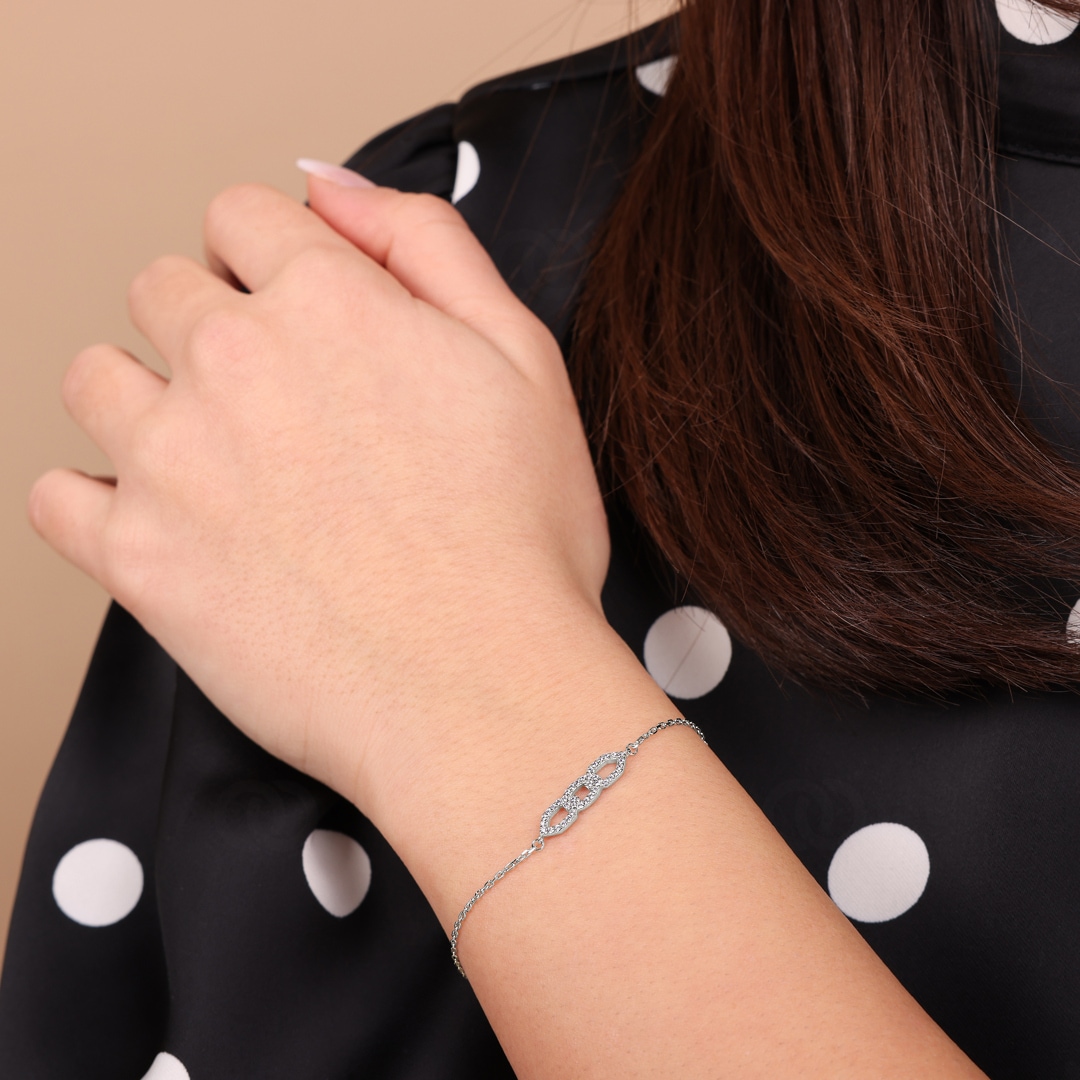 Armband 925 Silber rhodiniert mit Zirkonia 19cm