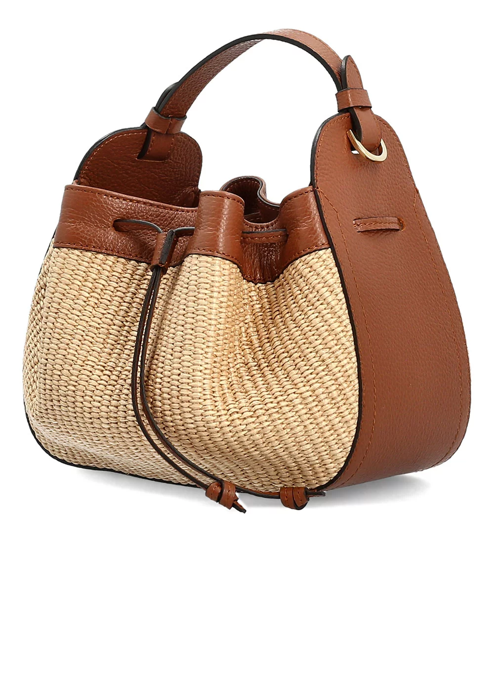 MINI SEAU LEONIE PAILLE CAMEL