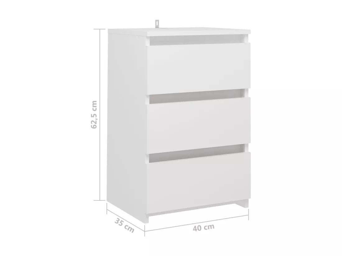 Tables de chevet 2 pcs Blanc 40x35x62,5 cm Aggloméré