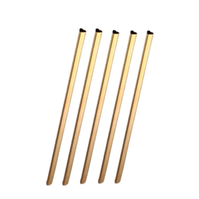(5er Set) 21.5cm Edelstahl Herz Strohhalm Wiederverwendbarer Trinkhalm  - Gold