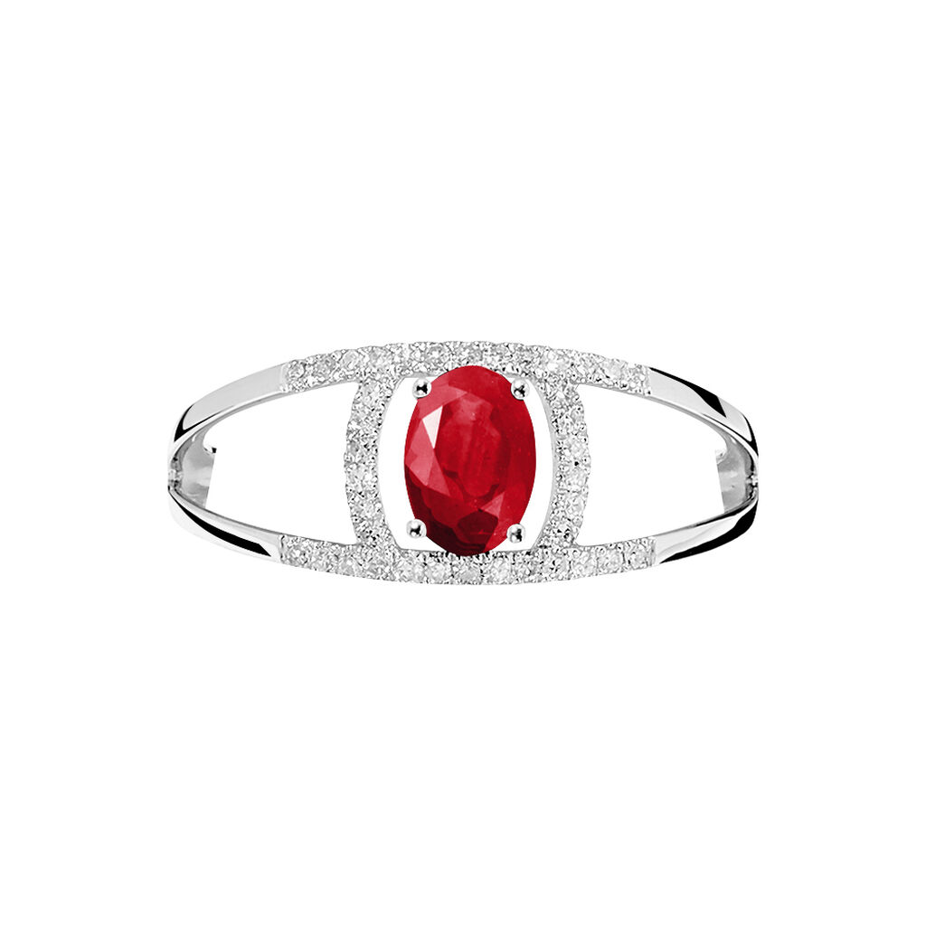 Bague Or Blanc Rubis Et Diamant