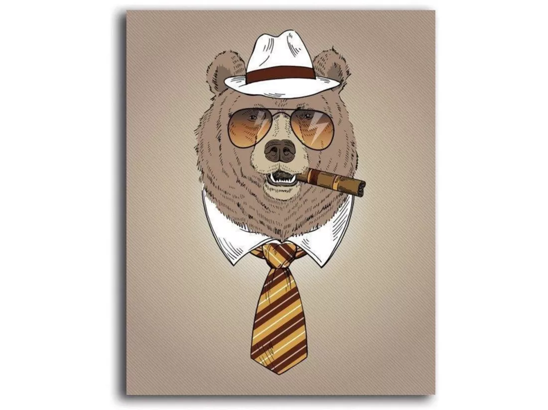 Tableau ours avec cigare - 40 x 60 cm