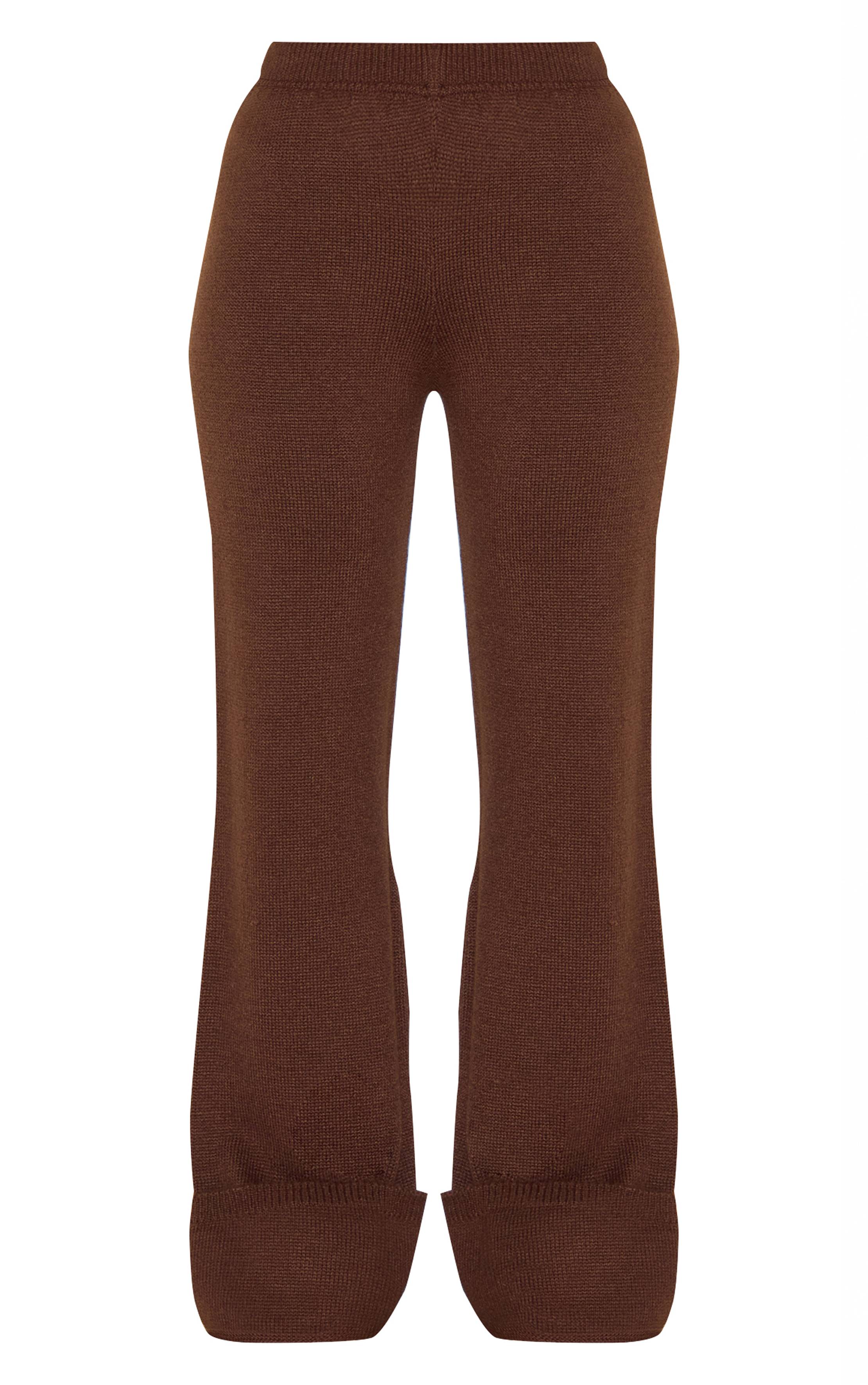 Chocolat Pantalon En Maille À Ourlet Retroussé