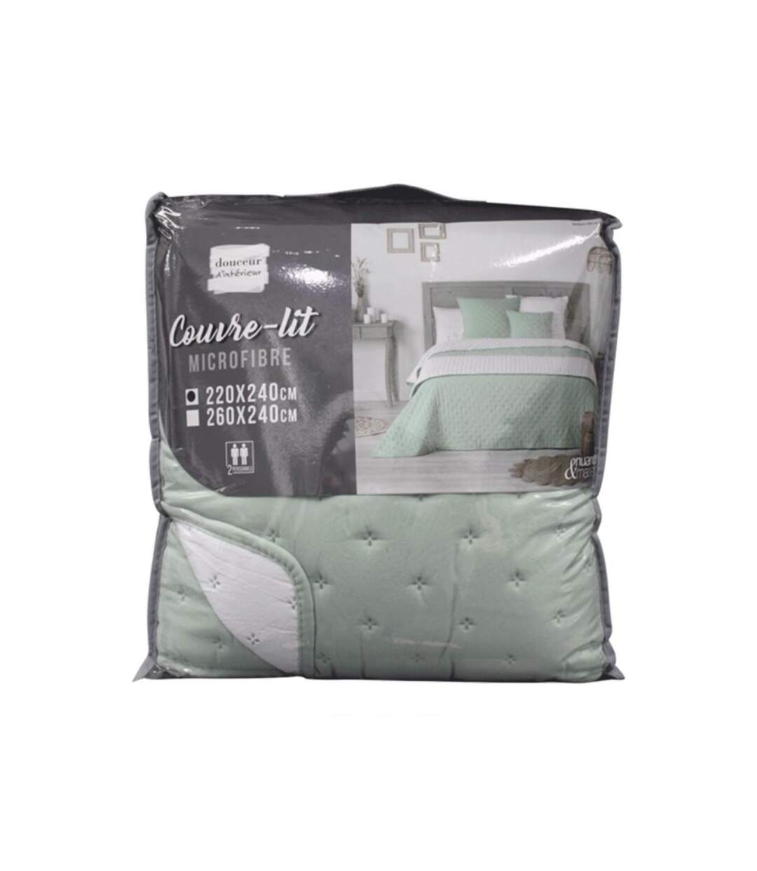 Couvre-Lit 2 Personnes Mellow 220x240cm Menthe & Blanc