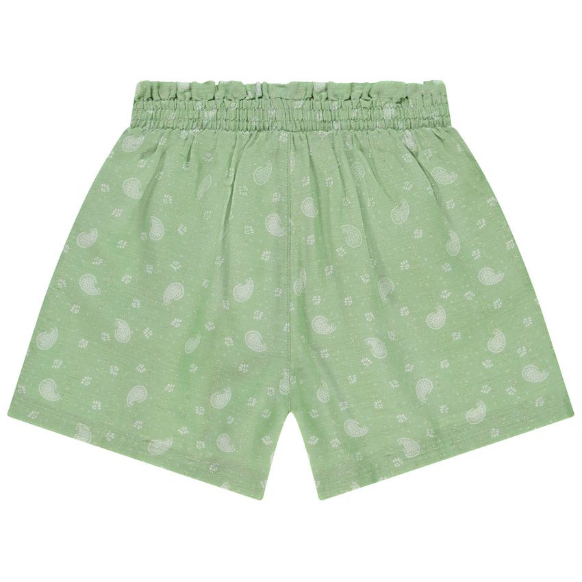 Short ample brillant imprimé cachemire pour fille - Vert