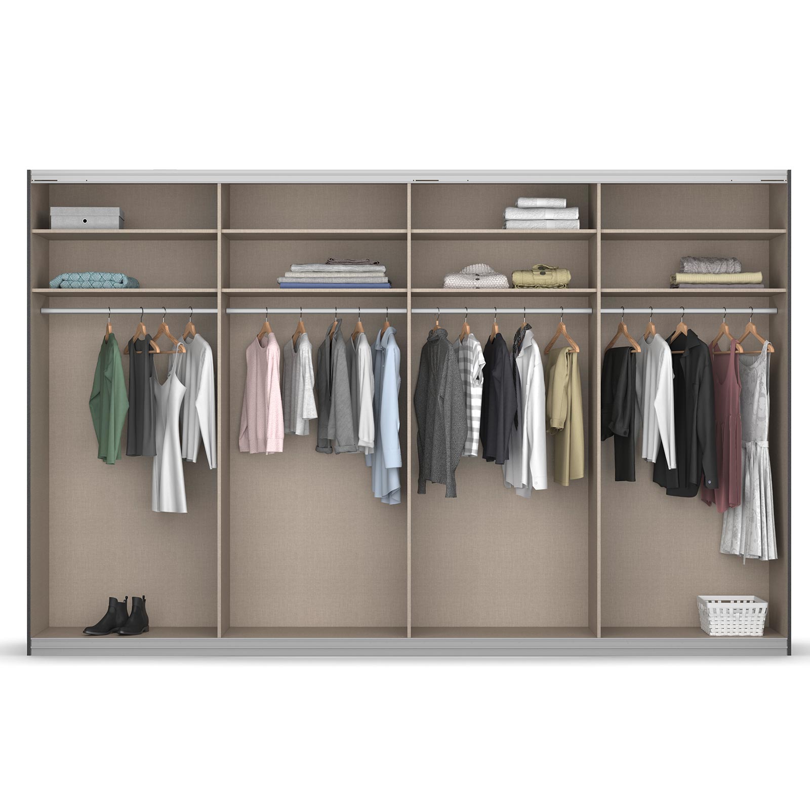 Schwebetürenschrank - grau metallic - 2 Spiegeltüren - 360 cm