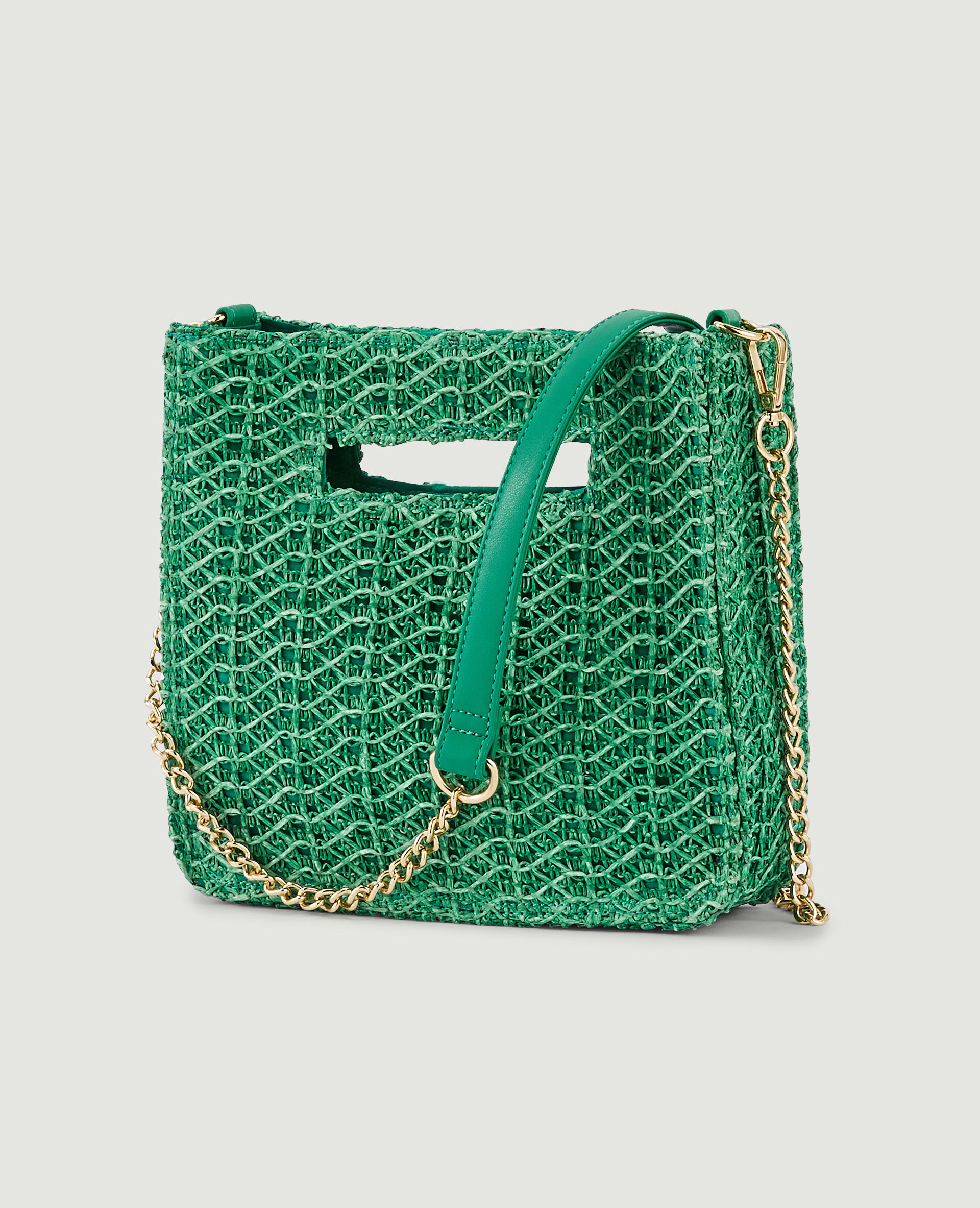 Sac rigide en paille - Vert