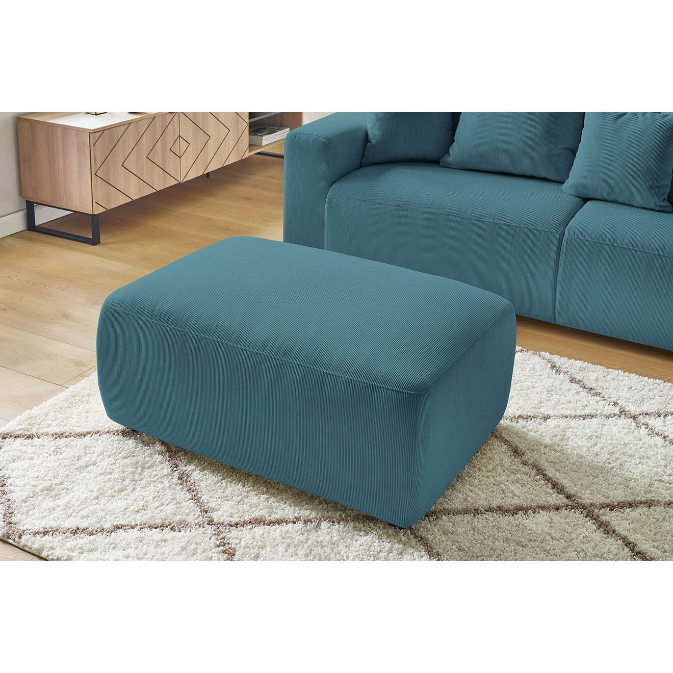 Bobochic Pouf en Velours côtelé Envy bleu foncé - 100x70x44 cm