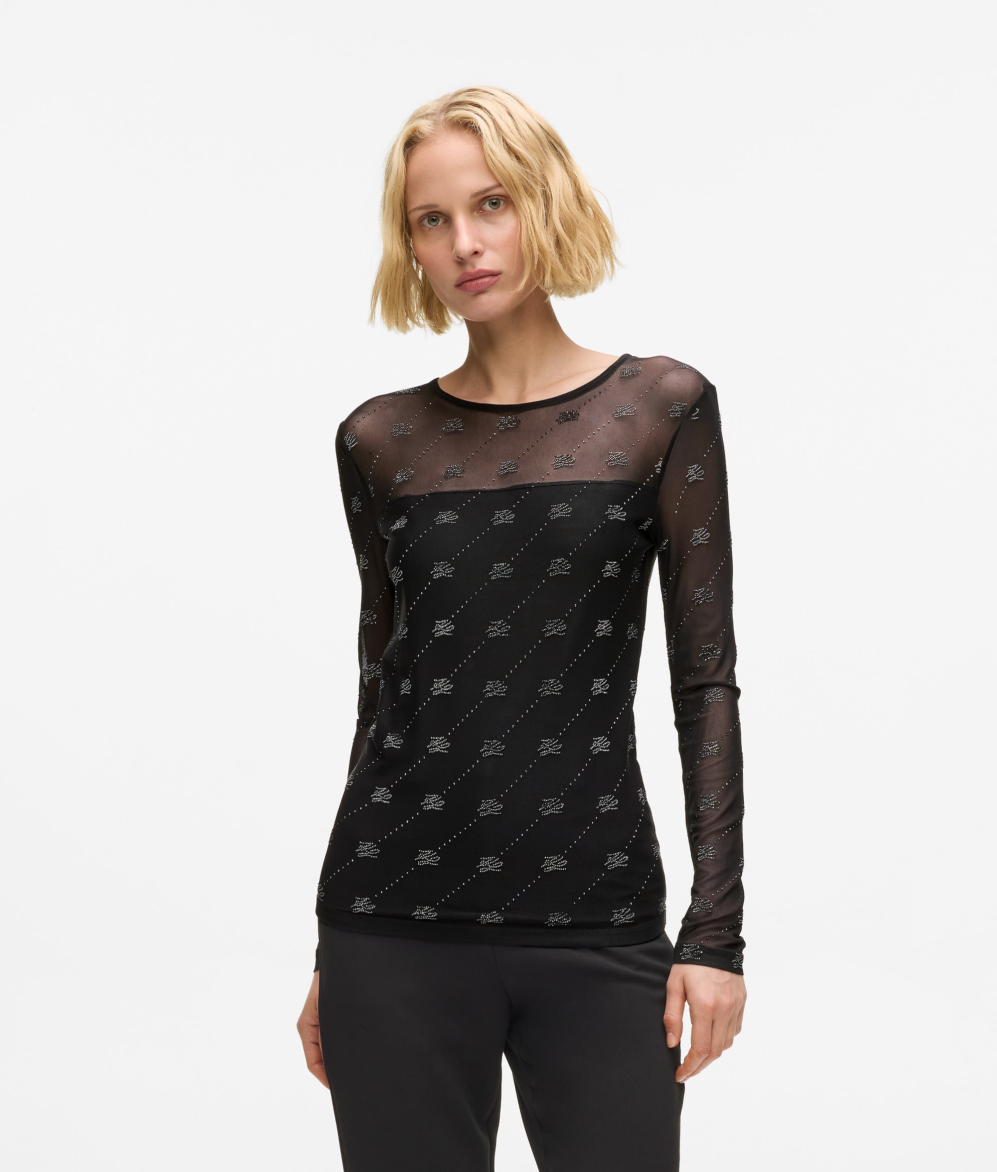 Autograph mesh top met strass