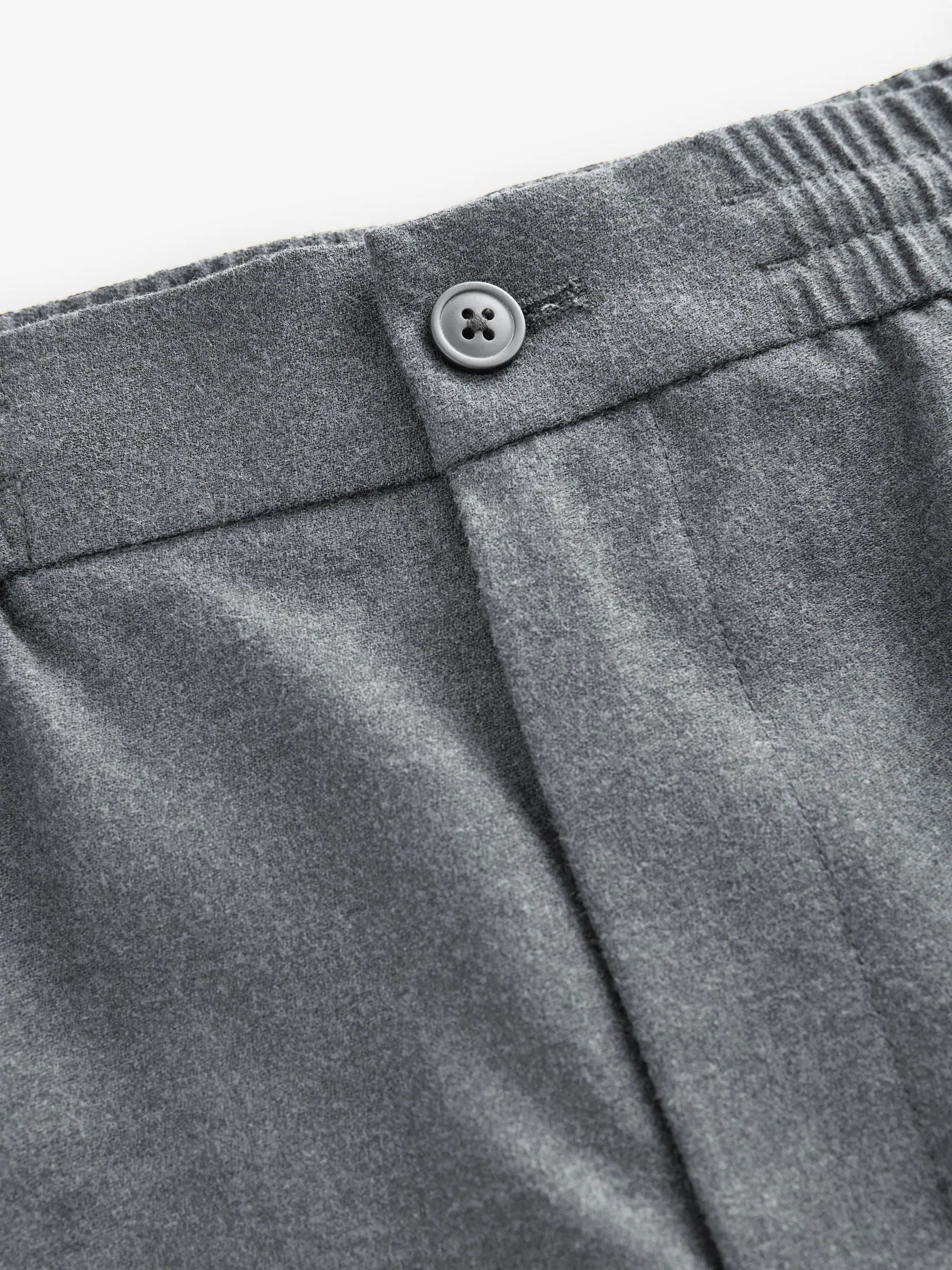 Grijs - Elasticated Waist Wool Rich Textured Formal Trousers