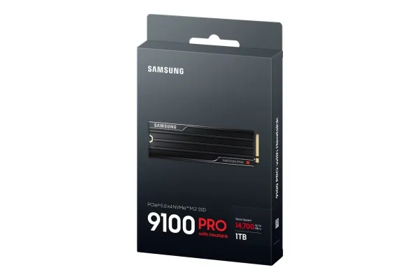 Samsung 9100 PRO MZ-VAP1T0 - SSD - krypteret - 1 TB - med køleplade - intern - M.2 2280 - PCI Express 5.0 x4 (NVMe) - 256-bit AES - TCG Opal Encryption 2.0 - sort