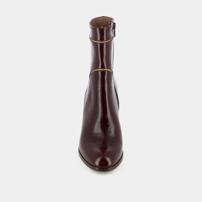 Bottines à talons hauts  en cuir vieilli marron