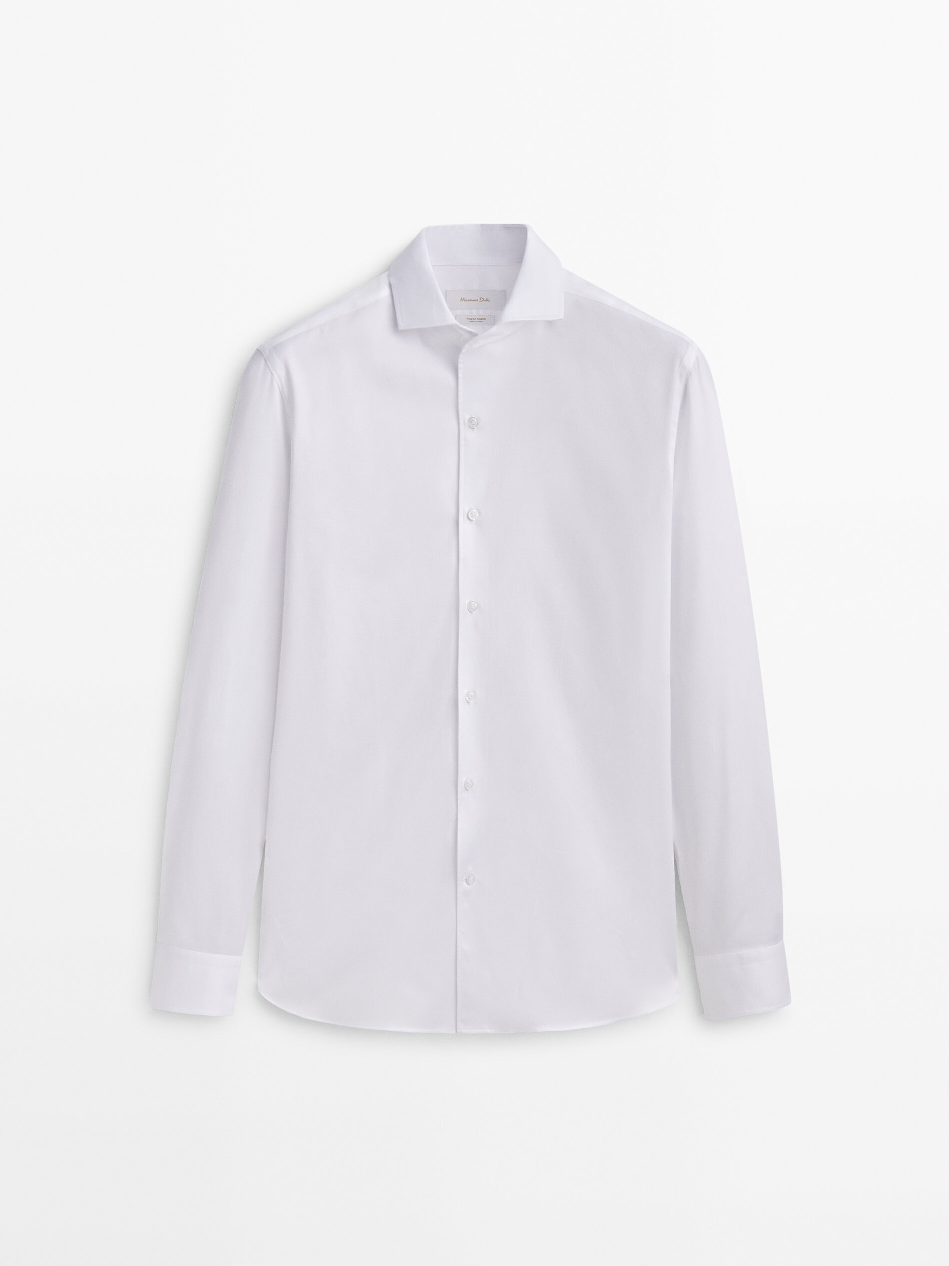 Camisa de algodão texturizado com modelagem slim fit - BRANCA