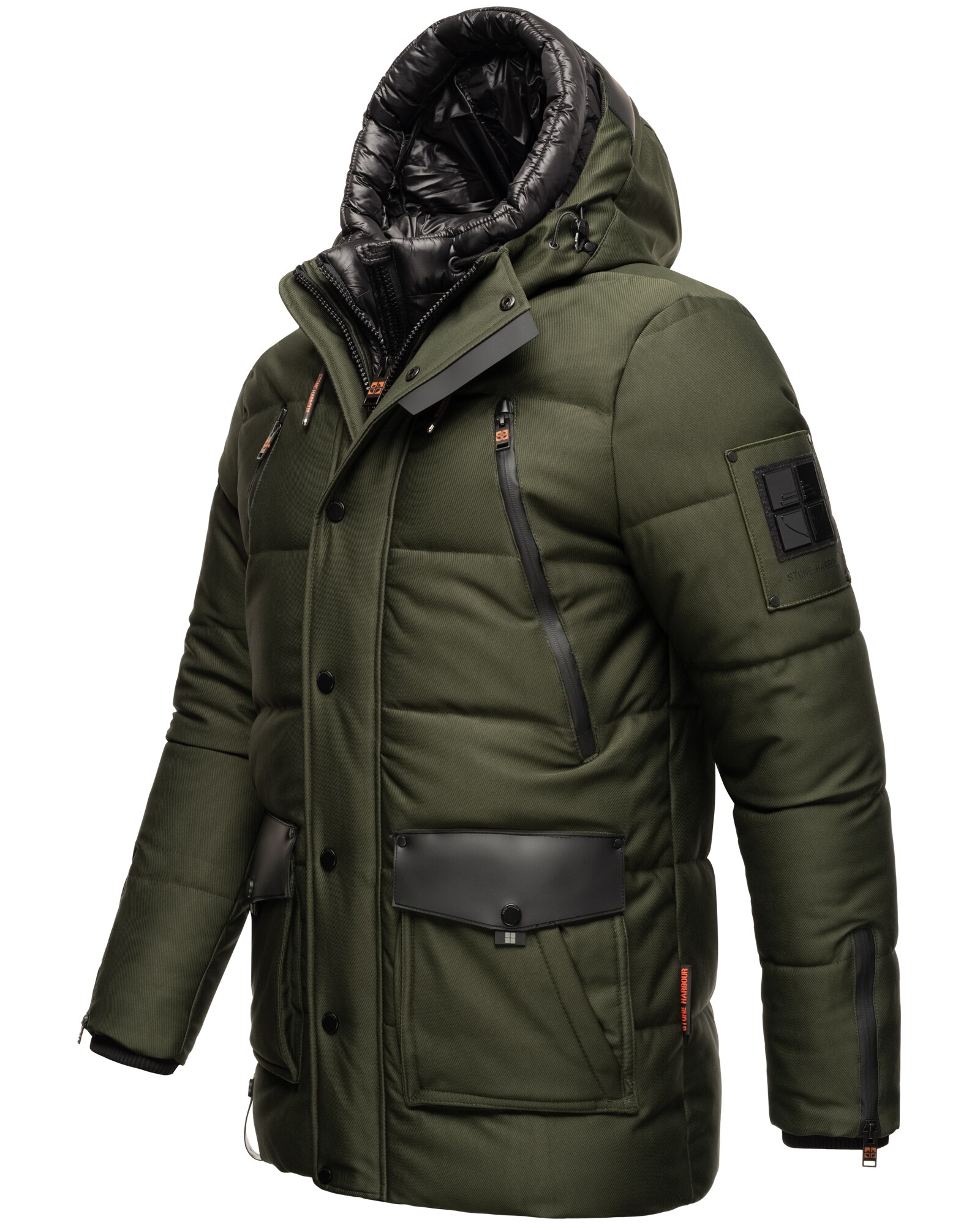 STONE HARBOUR Herren Winterjacke Warm Gefütterter Wintermantel mit Doppelter Kapuze Mitjaa