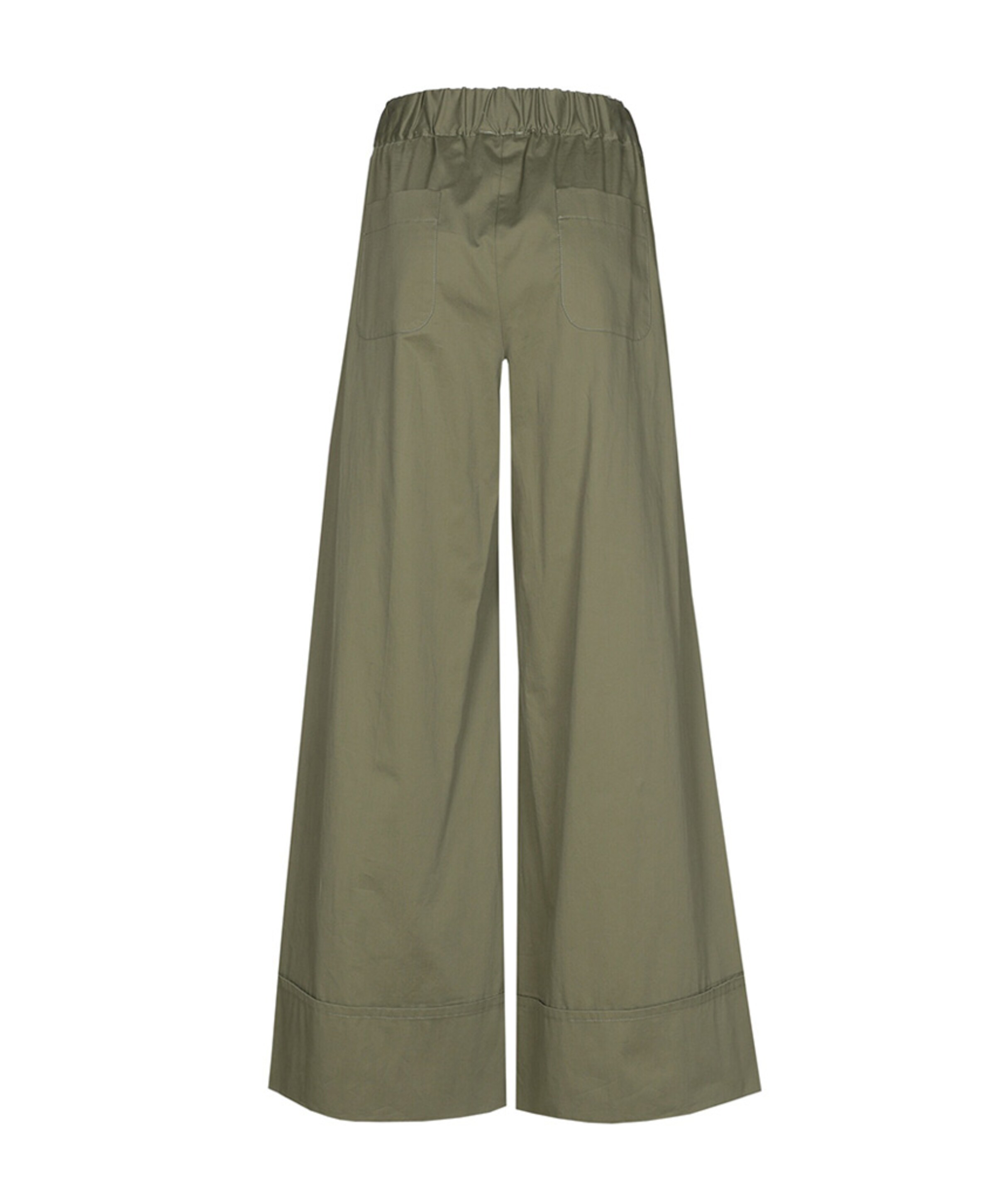 Caroline Biss katoen effen breed dames broek groen