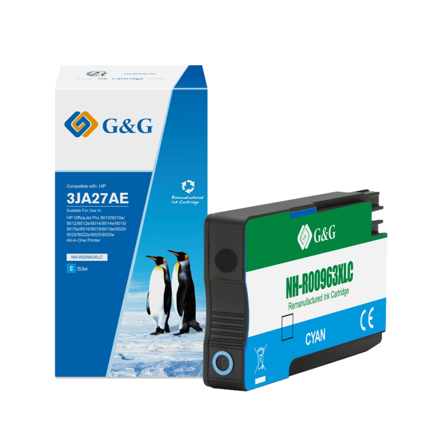 Ersetzt HP 3JA27AE / 963XL C Druckerpatrone Printer Tintenpatrone (1600 Seiten / 25.5ml) - Blau