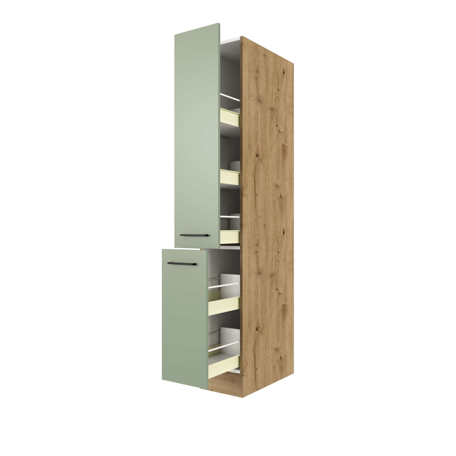Apotheker-Hochschrank CARA - schilfgrün - Artisan Eiche - 30 cm