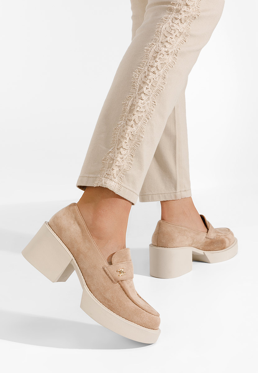Mocassins à talon kaki Kerena