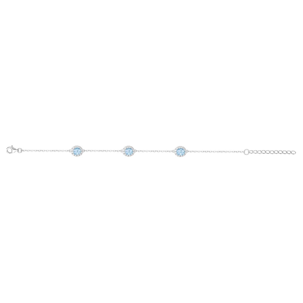Bracelet en Argent avec spinelle bleu topaze