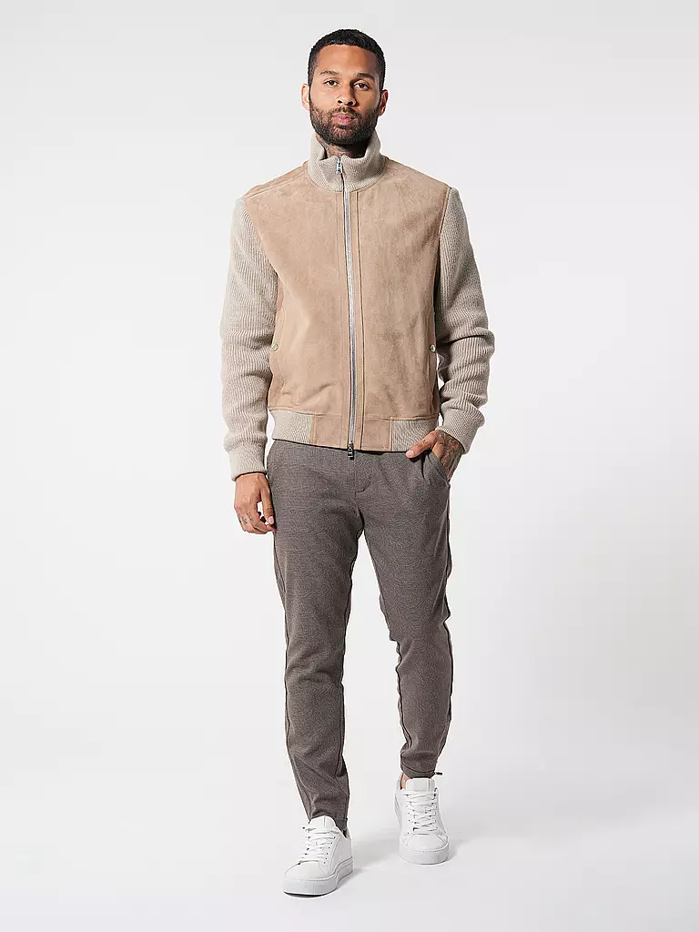 BOSS Lederjacke  beige