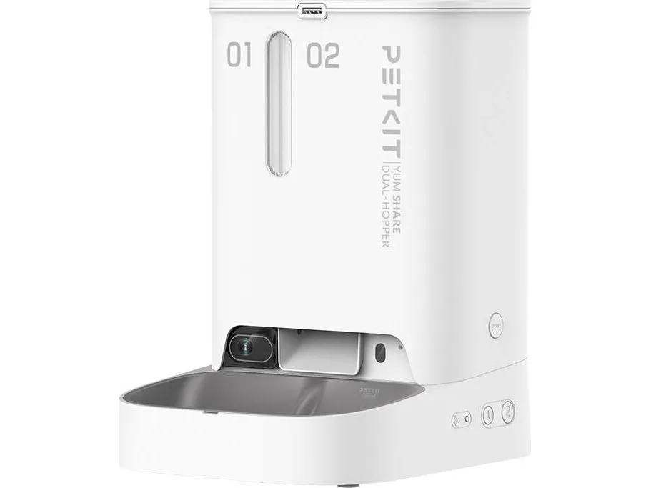 PETKIT | Feeder with Camera | P591 YumShare Dual-hopper | Capacity 2 3 L | White
