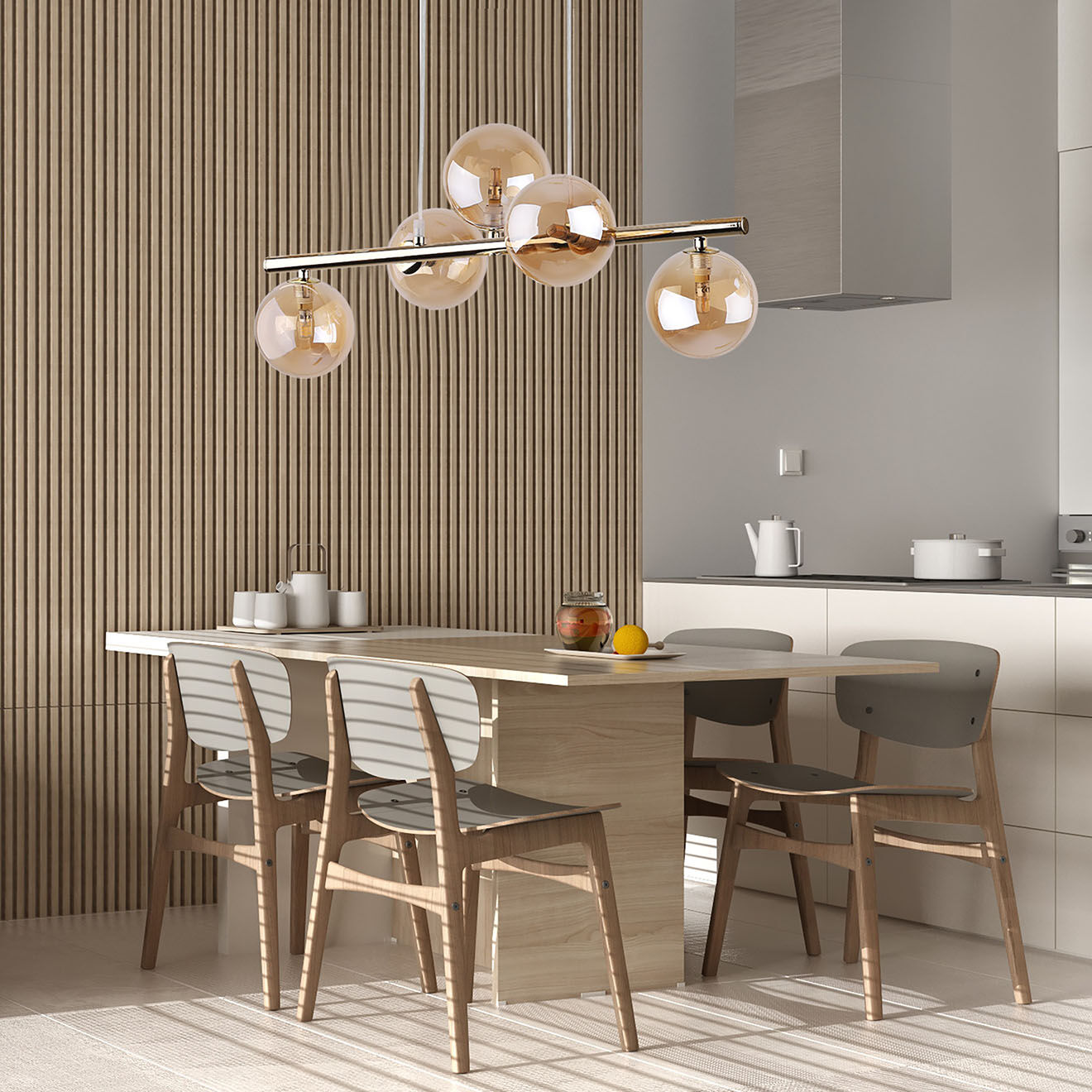 Micadoni Suspension Alioth doré/ambre - 27x63x115 cm