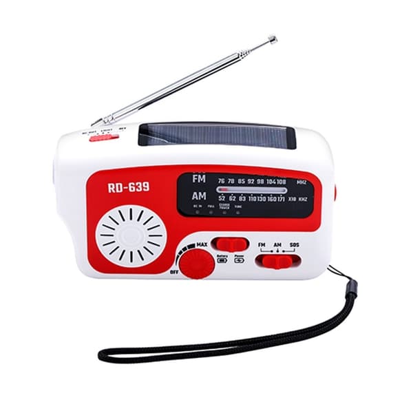 AM/FM nødradio Håndveivlommelykt SOS Solcelle PowerBank USB