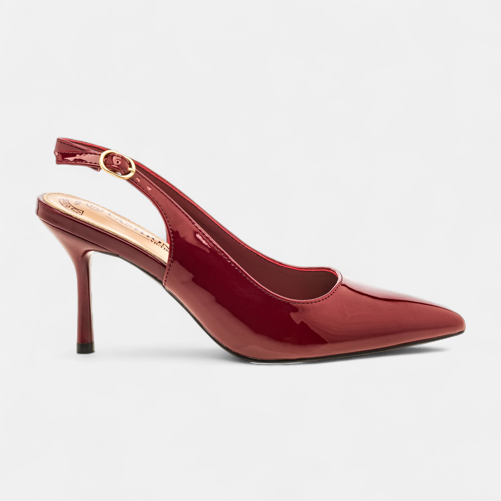 Escarpins avec bride arrière à talon Femme bordeaux
