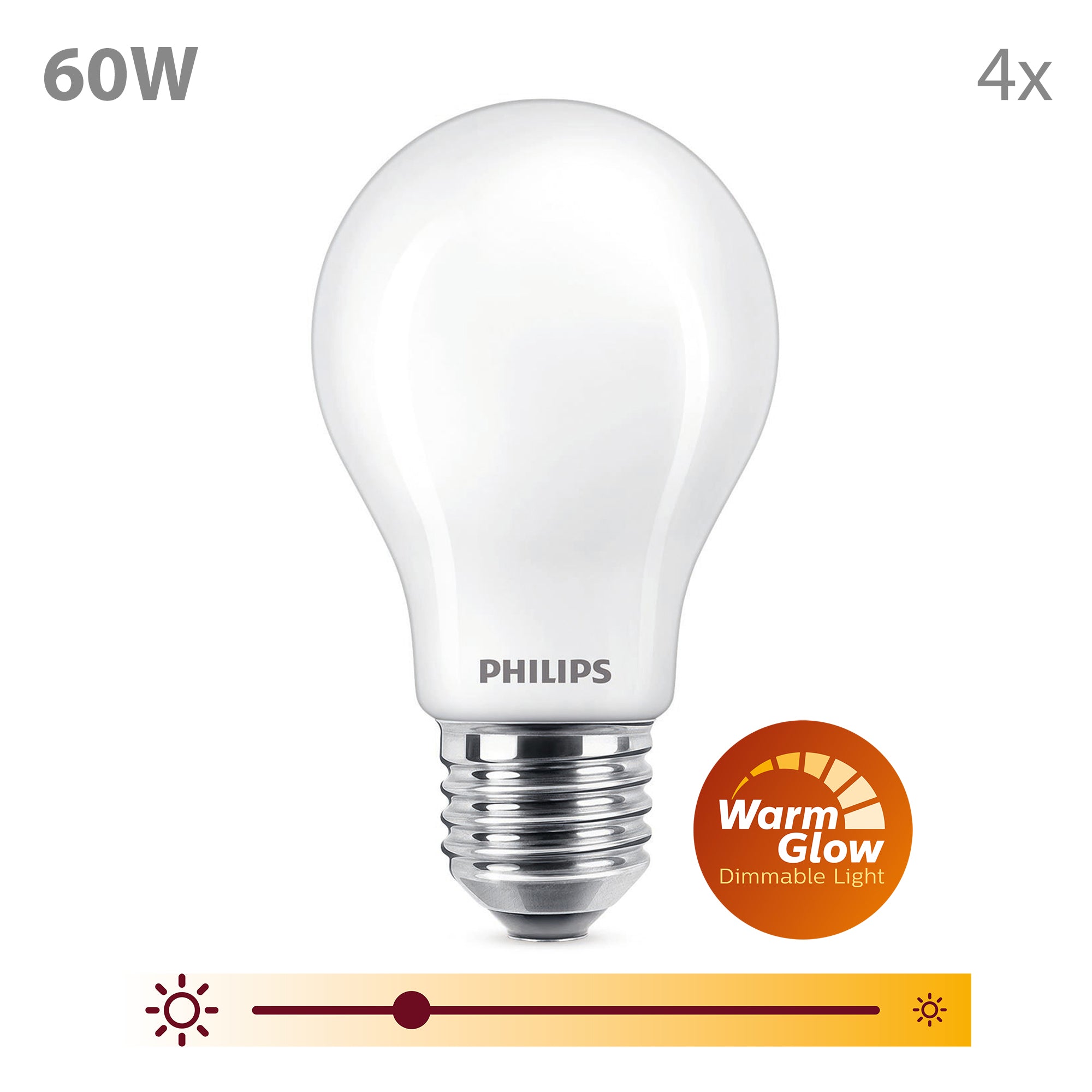Philips Voordeelverpakking E27 - WarmGlow LED Lampen - Set van 4 Stuks