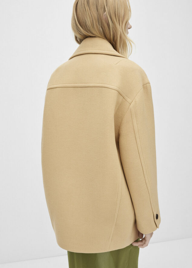 MANGO Double breasted virgin wool coat Medium brown