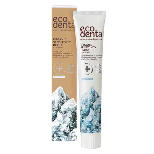 Pasta de dentes orgânica Ecodenta para dentes sensíveis com sal 75ml