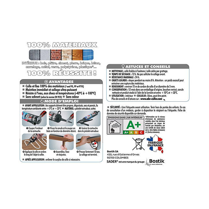 Mastic de fixation polyvalent Sader 50 g