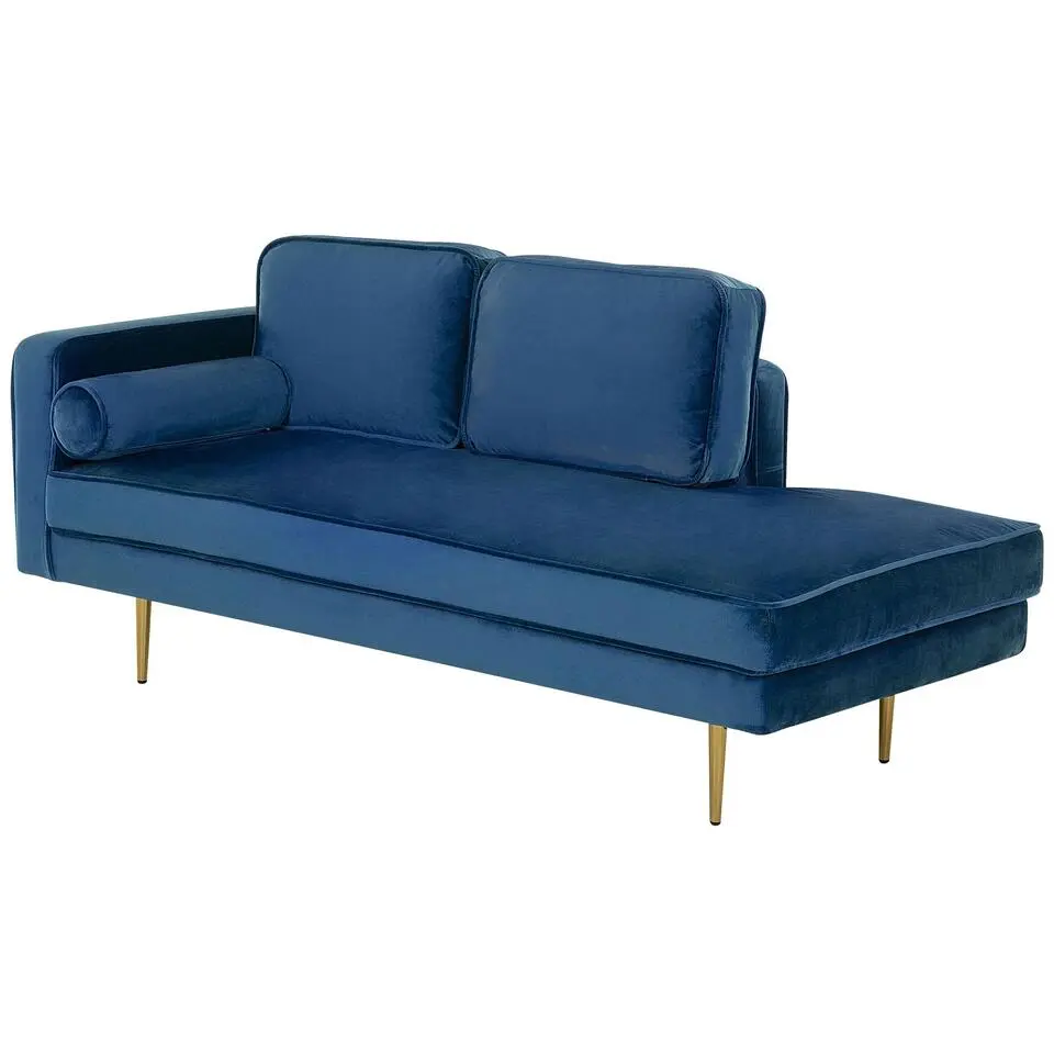 MIRAMAS - Chaise longue - Blauw - Linkerzijde - Fluweel