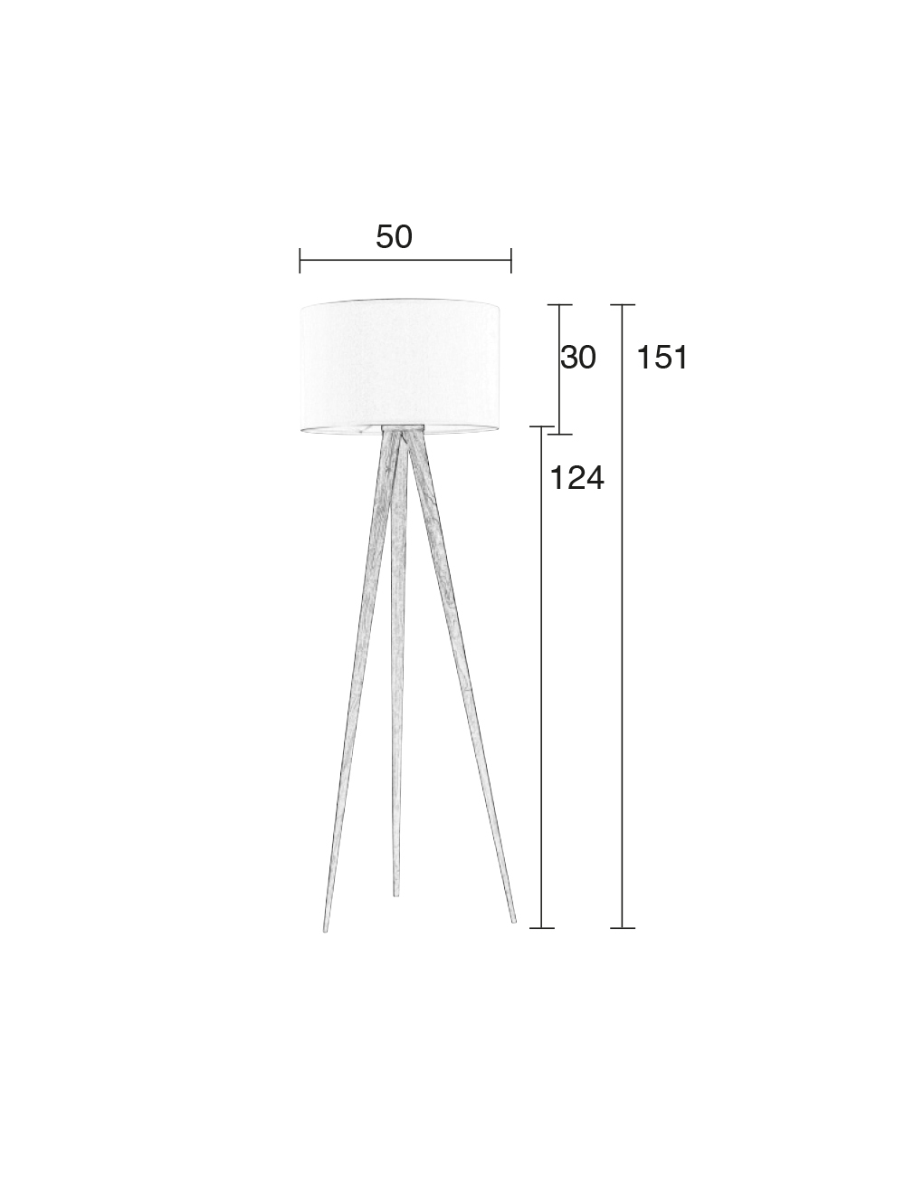 Vloerlamp Tripod hout wit
