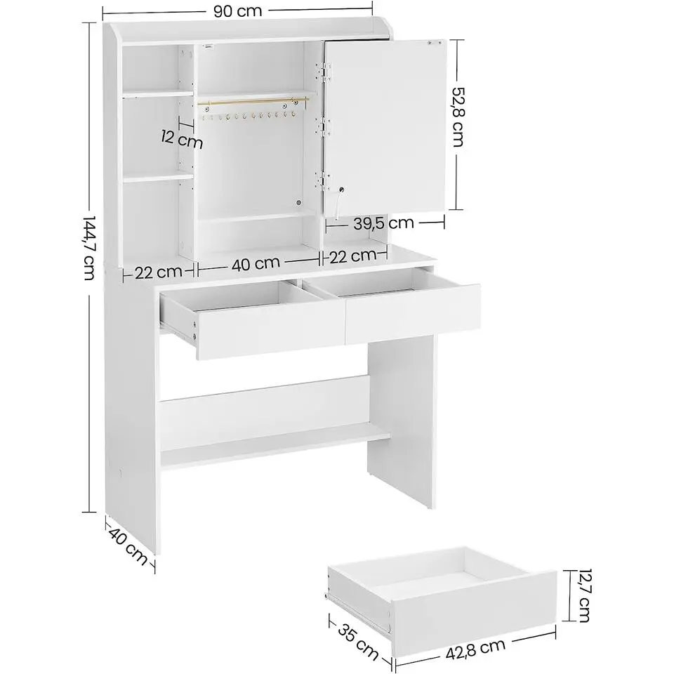 Furnihaus Kaptafel met LED 3 kleuren met instelbare lichtsterkte met spiegel