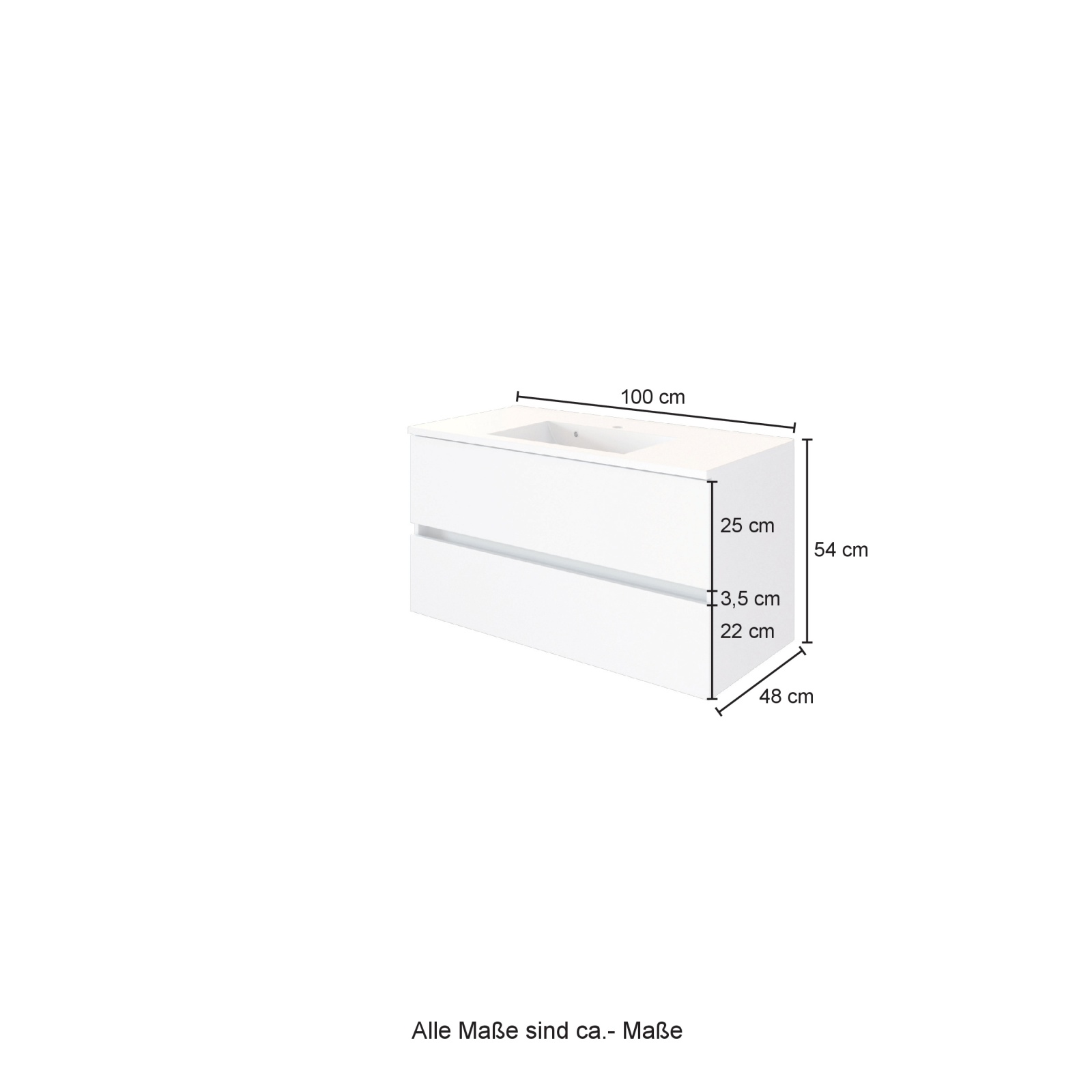 Waschtisch BAABE - Wotaneiche - mit Mineralgussbecken - 100 cm