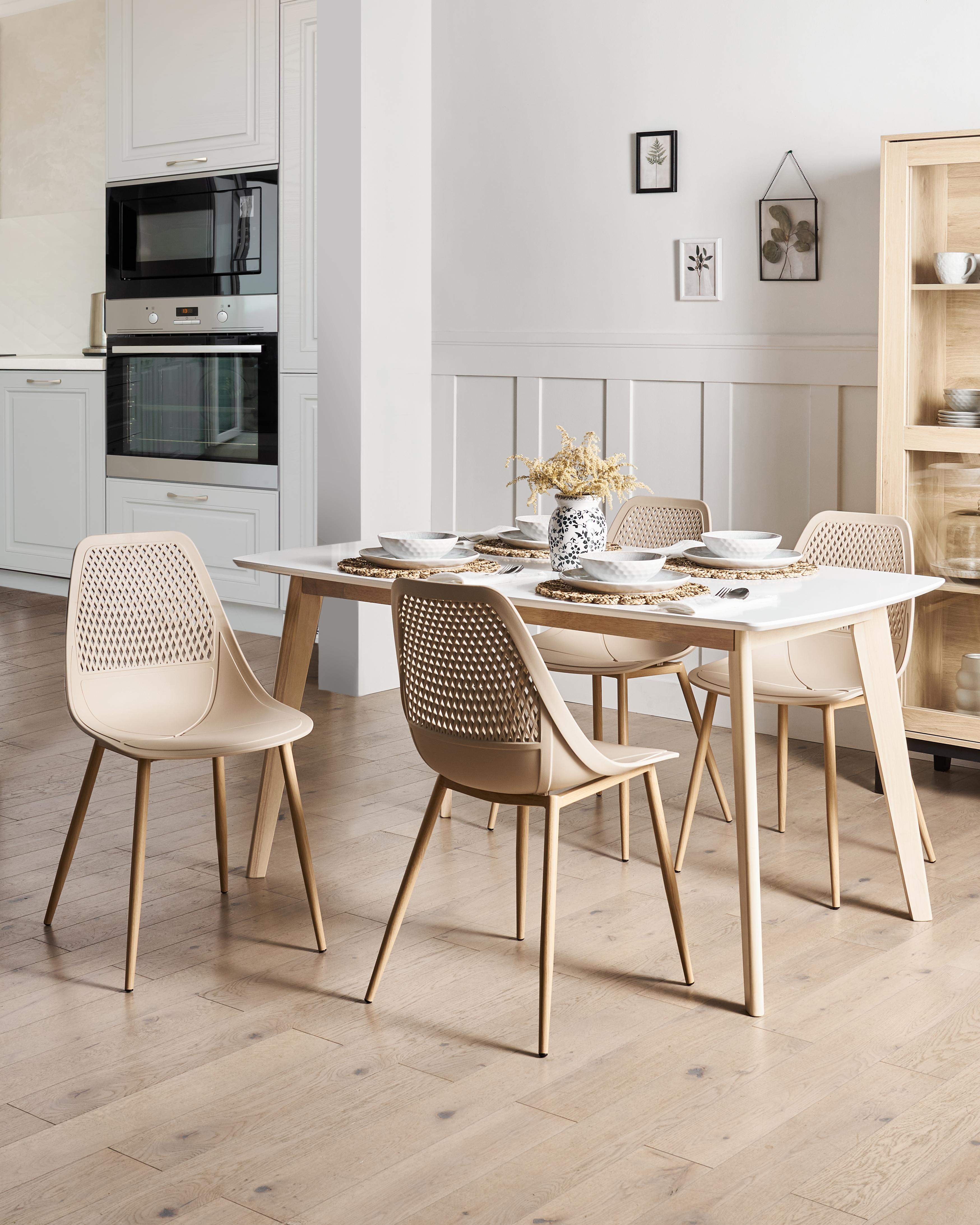 Set van 4 eetkamerstoelen HAZELTON Beige