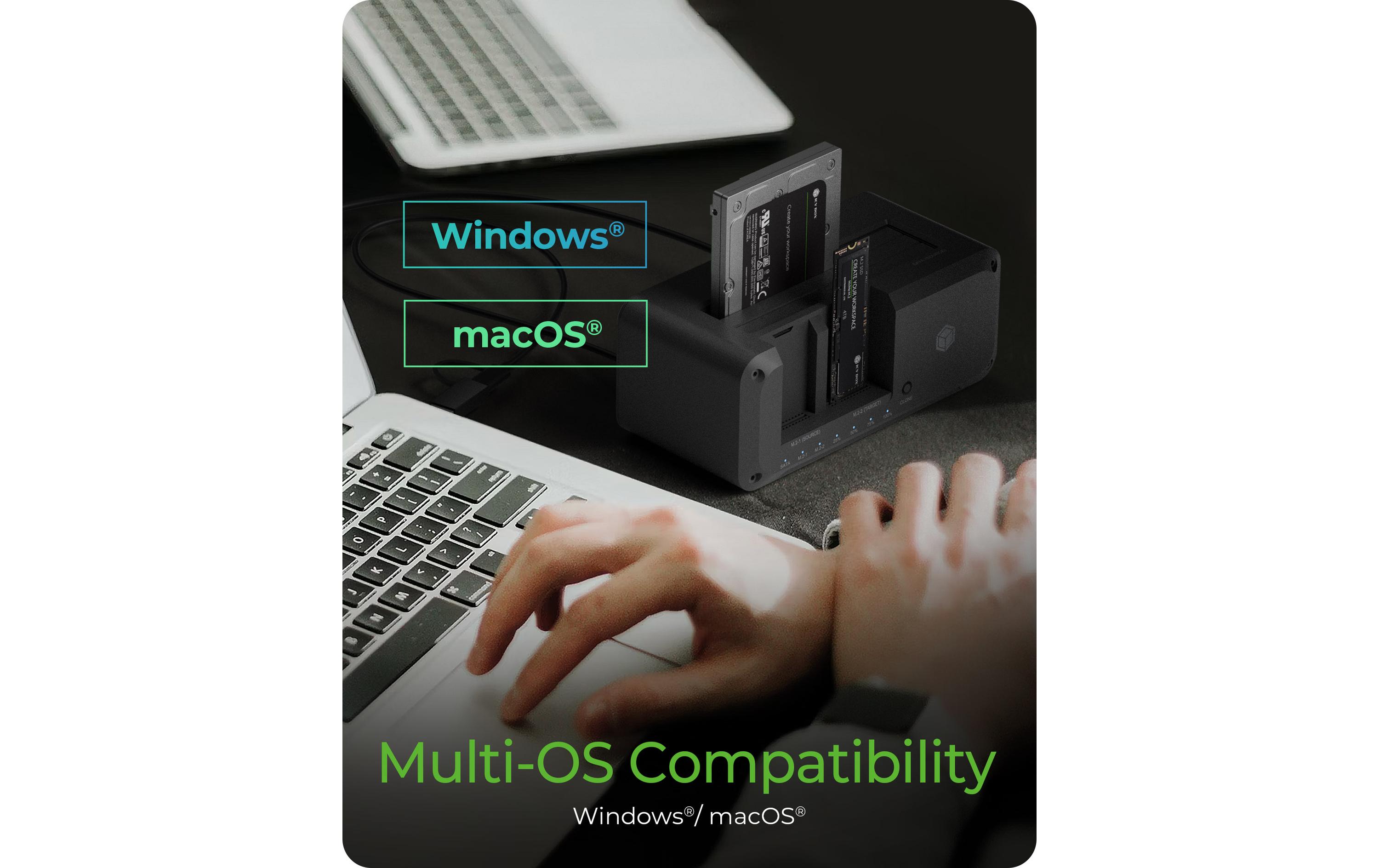Docking- und Klonstation IB-2924 MSCL-C31Clone & DockingStation für SATA & M.2 HDDs/SSDs mit USB 3.2 Gen 1 Type-C Anschluss