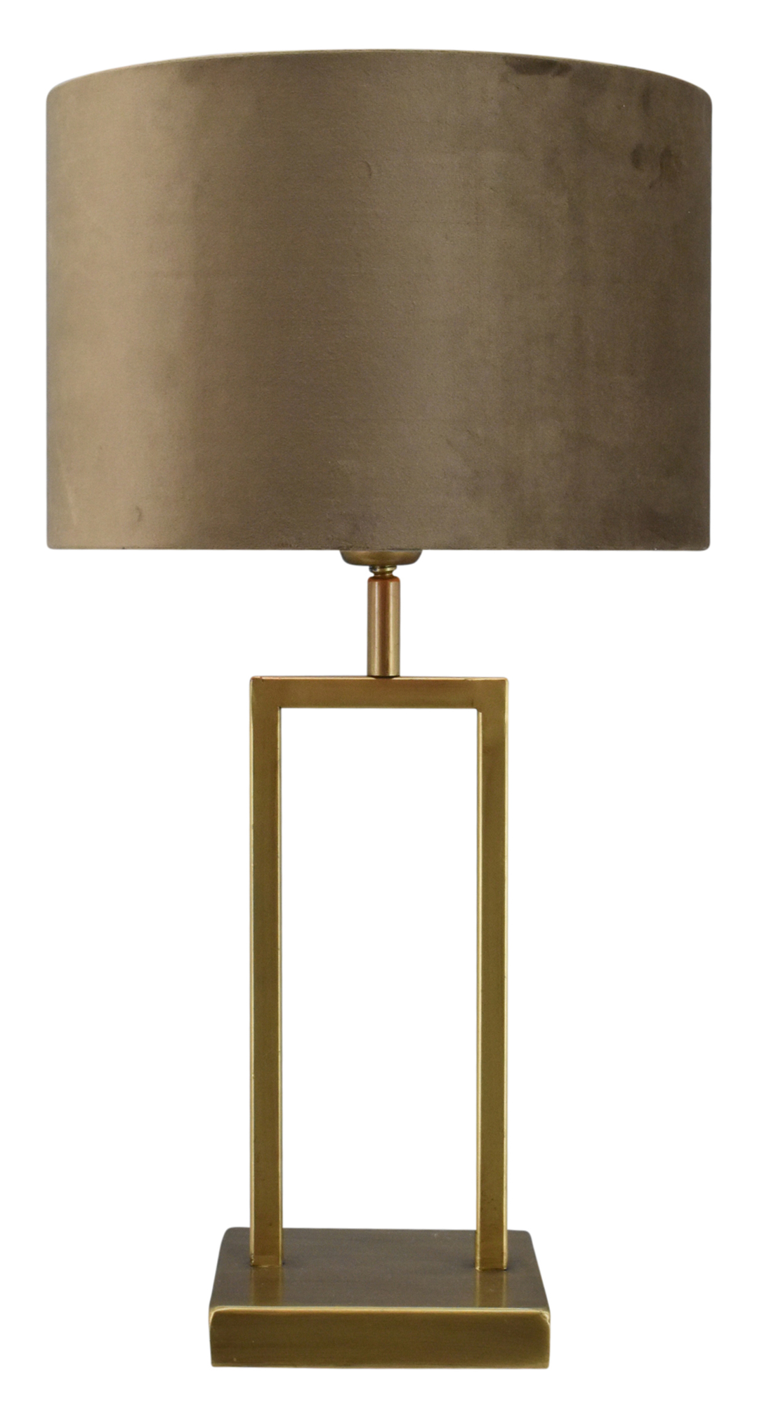 Tafellamp Veneto klein brons + kap 30/30/20 Alice velours bruin ( gouden binnenkant )