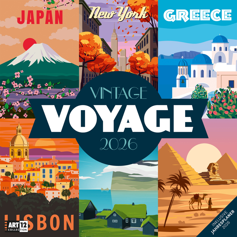 Ackermann Kunstverlag Bildkalender 2026 Vintage Voyage, 1 Monat / Seite