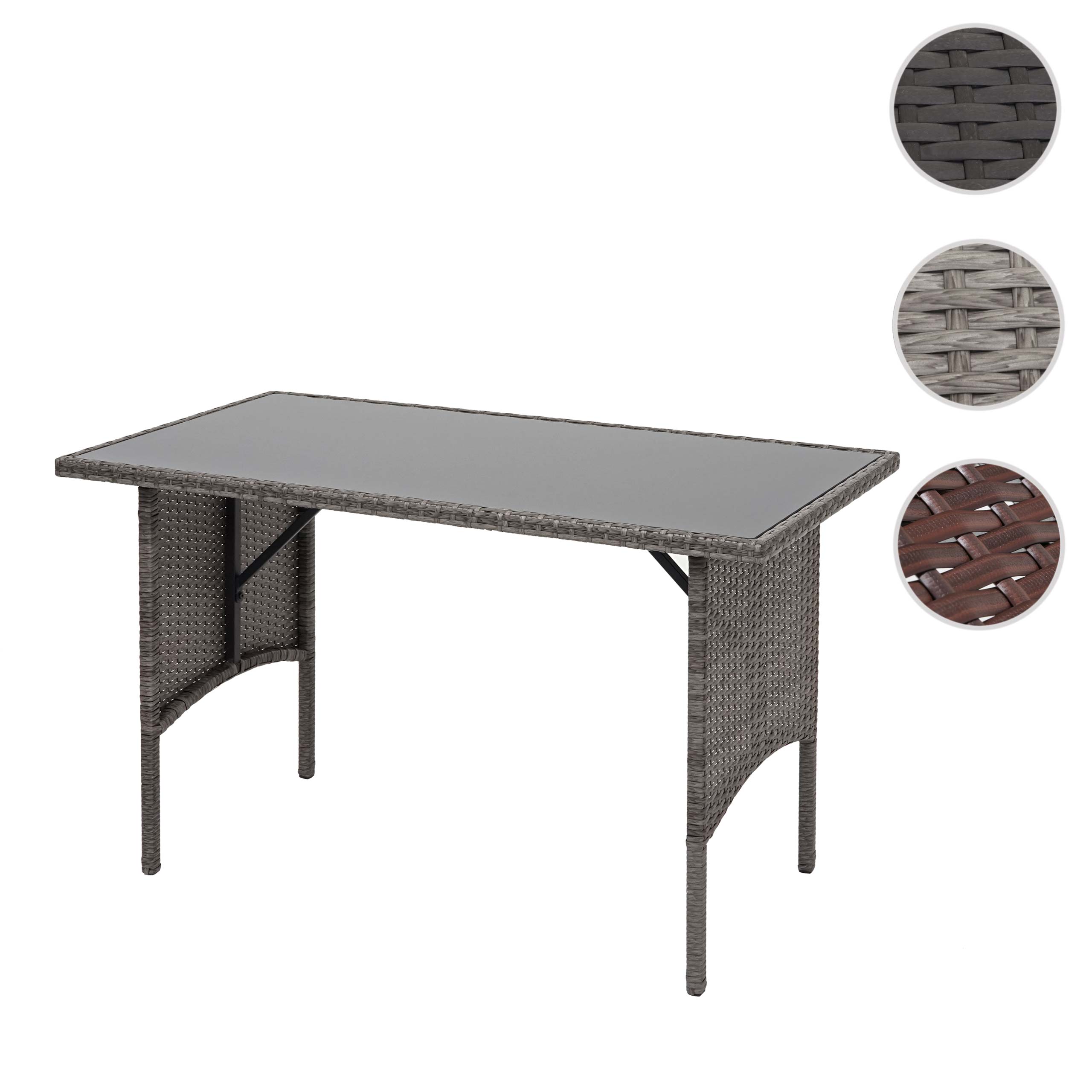 Poly-Rattan Esstisch MCW-G16, Esszimmertisch Gartentisch Tisch, Gastronomie 112x60cm ~ grau
