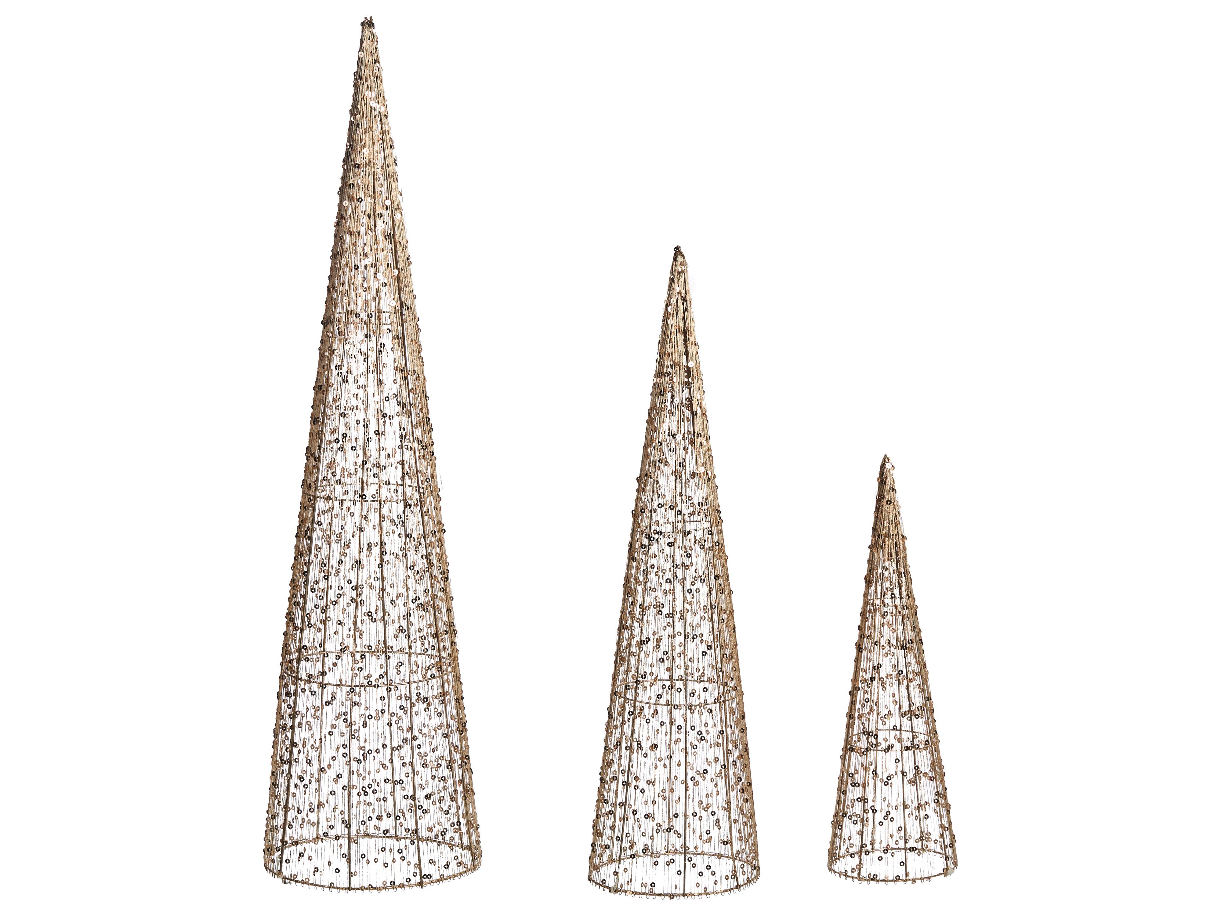 Set van 3 kerstdecoraties LED VEJLESO Kerstboom 40/60/80 cm Goud