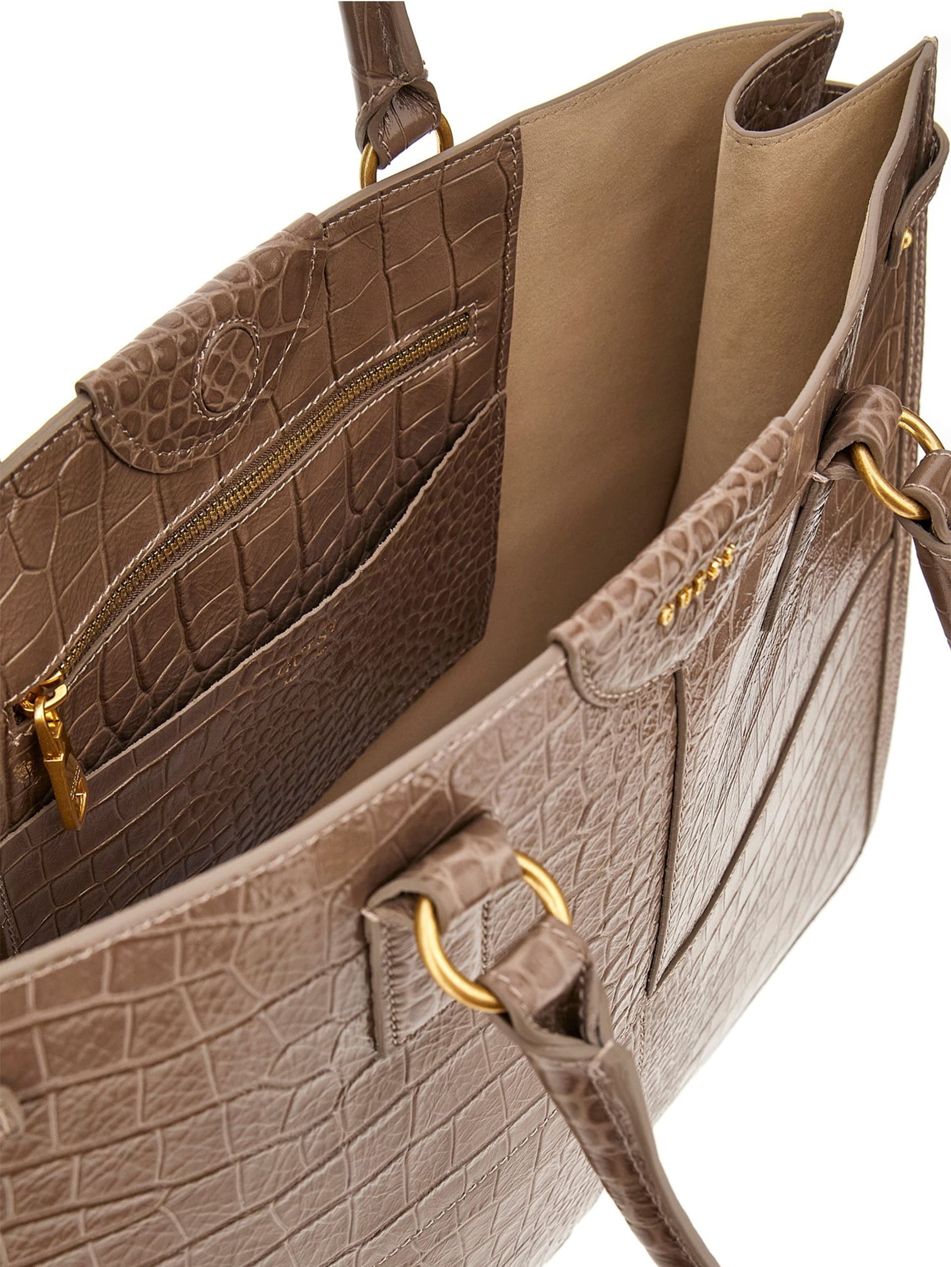 Bolsa Isa em couro com textura de crocodilo
