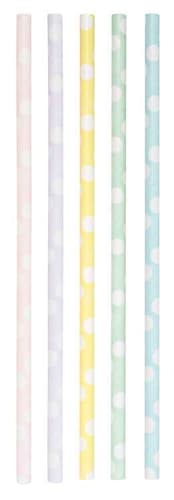 folia Papierstrohhalme Pastell Punkte 20cm
